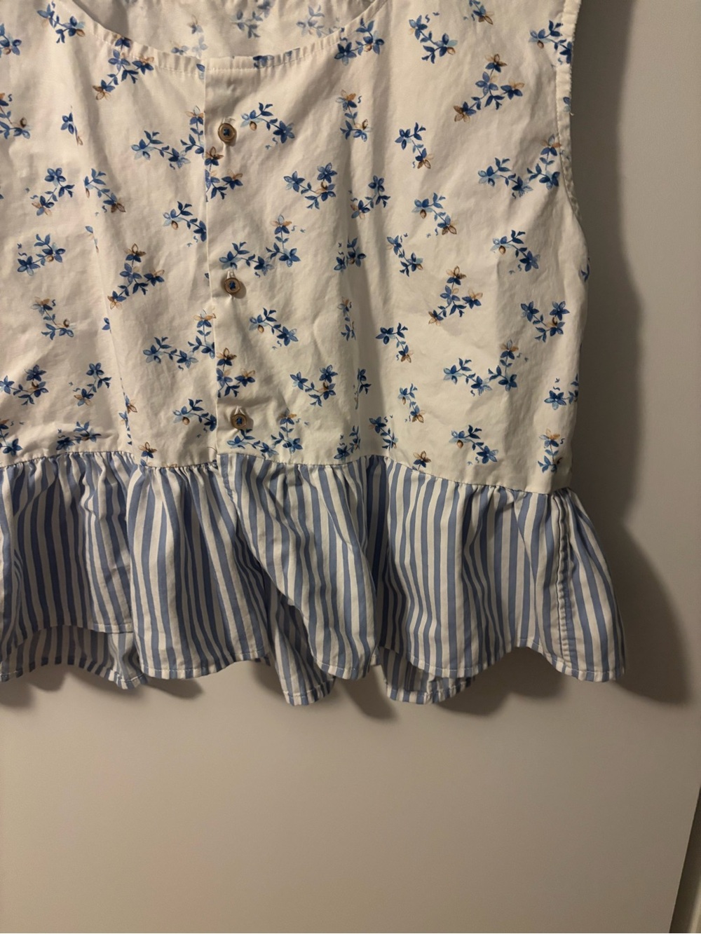 Handmade Alvina's Farm Cottagecore Coquette Floral Button-Front Peplum Top XL - Picture 3 of 4
